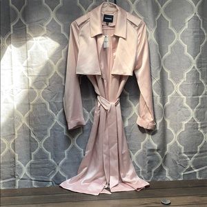 New! Express satin light pink trench coat
